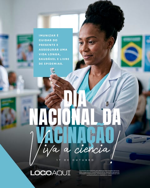 DIA NACIONAL DA VACINAÇÃO 17 DE OUTUBRO SOCIAL MEDIA FLYER PSD EDITÁVEL