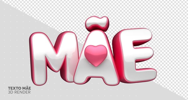 ELEMENTO 3D TEXTO MÃE DIA DAS MÃES PNG