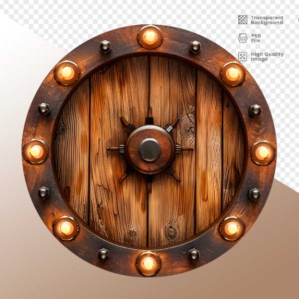 RODA DE MADEIRA COM LUZ - ELEMENTO 3D PARA COMPOSIÇÃO - WOOD