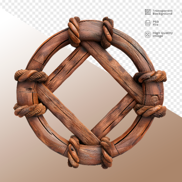 CÍRCULO MADEIRA E CORDA  ELEMENTO 3D PARA COMPOSIÇÃO - WOOD