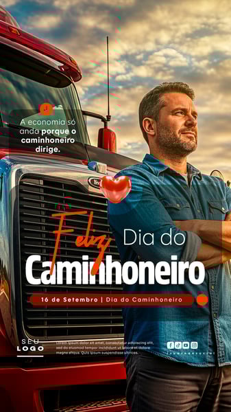 DIA DO CAMINHONEIRO 16 DE SETEMBRO SOCIAL MEDIA PSD EDITÁVEL STORY 8