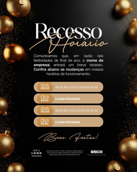 HORÁRIO ESPECIAL RECESSO FINAL DE ANO SOCIAL MEDIA PSD EDITÁVEL 6