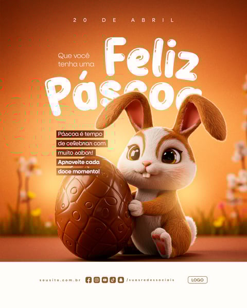 FELIZ PÁSCOA 20 DE ABRIL SOCIAL MEDIA EDITÁVEL
