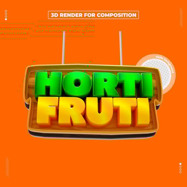 SELO 3D HORTIFRUTI PARA COMPOSIÇÃO