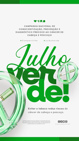 JULHO VERDE CAMPANHA PREVENÇÃO E DIAGNÓSTICO CÂNCER DE CABEÇA E PESCOÇO STORY SOCIAL MEDIA PSD EDITÁVEL 8