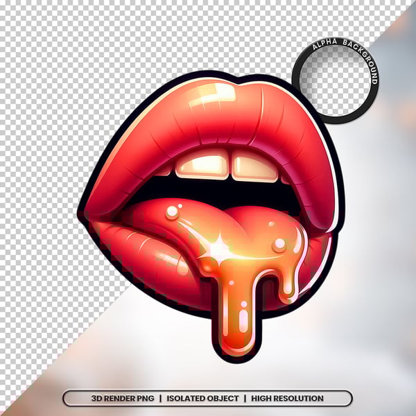 3D RENDER BOCA LÍNGUA LEITE ELEMENTO ÍCONE PSD PNG