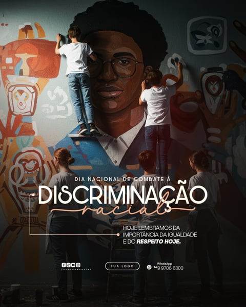 03 DE JULHO - DIA NACIONAL DE COMBATE À DISCRIMINAÇÃO RACIAL - FLYER SOCIAL MEDIA PSD EDITÁVEL
