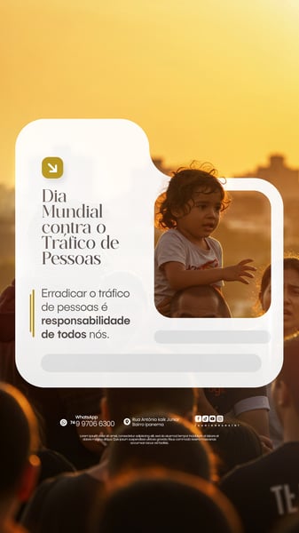 30 DE JULHO - DIA MUNDIAL CONTRA O TRÁFICO DE PESSOAS - FLYER SOCIAL MEDIA PSD EDITÁVEL