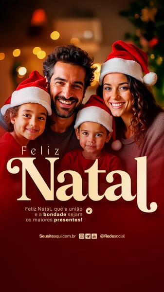 FELIZ NATAL 25 DE DEZEMBRO BOAS FESTAS SOCIAL MEDIA PSD EDITÁVEL