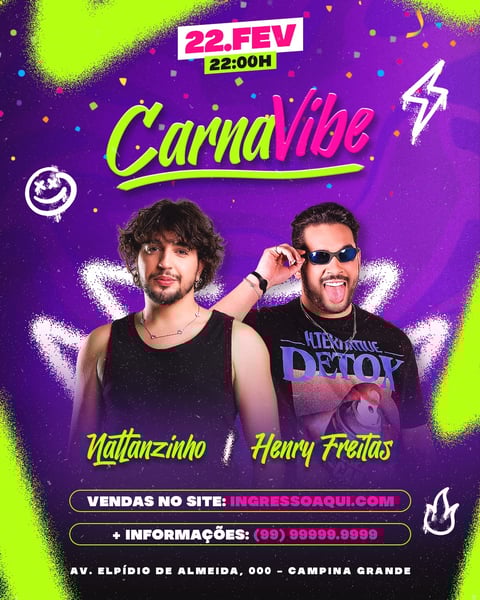 FLYER EVENTO PSD EDITÁVEL CARNAVIBE FEED