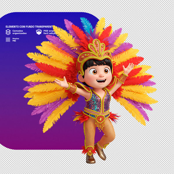 XDT PERSONAGEM ESTILO MASCOTE 3D PARA COMPOSIÇÃO DE CARNAVAL PNG TRANSPARENTE 8