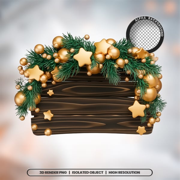 3D RENDER PLACA DE NATAL ELEMENTO ÍCONE PSD PNG 2