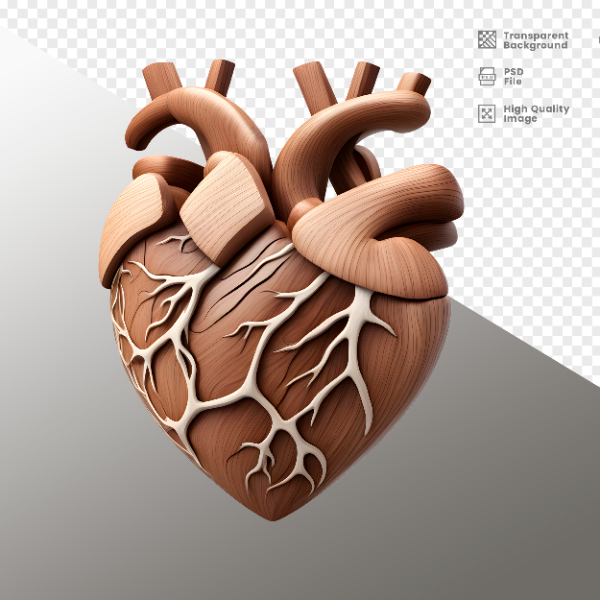 CORAÇÃO DE MADEIRA  ELEMENTO 3D PARA COMPOSIÇÃO - HEART