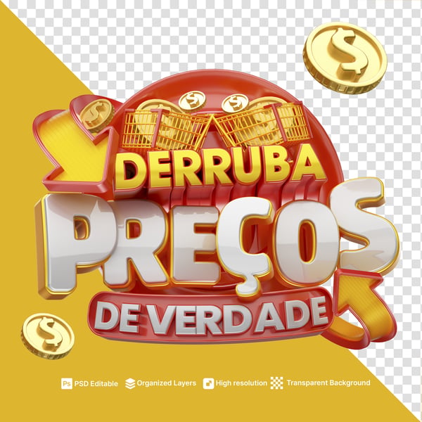 Selo 3D Derruba Preços De Verdade PNG