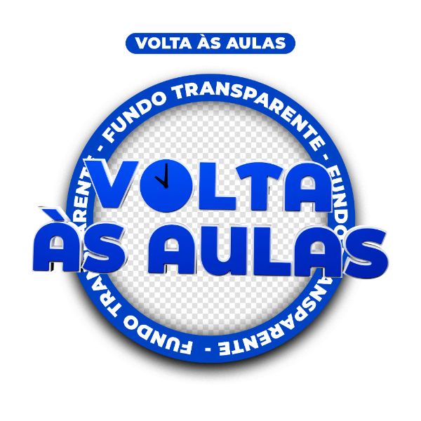 SELO 3D | VOLTA ÀS AULAS | TEXTO 3D | PSD EDITÁVEL