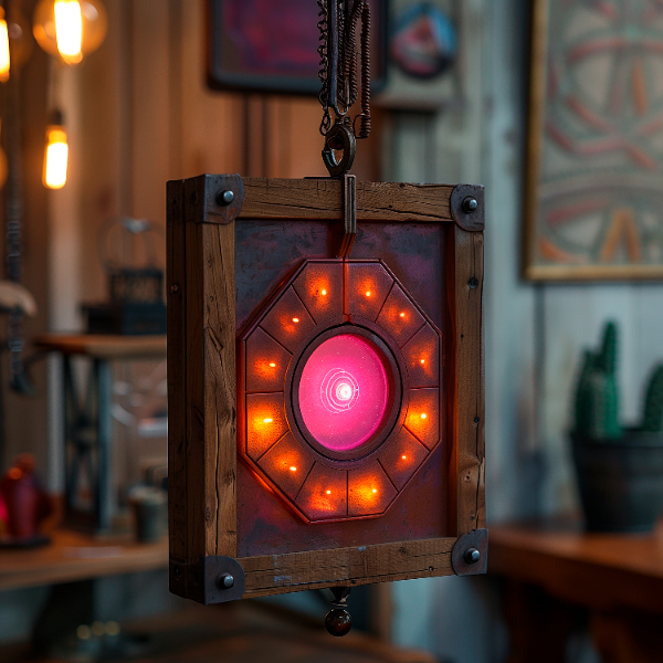 ELEMENTO DE MADEIRA COM LUZES EM 3D | IMAGEM