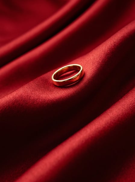 ALIANÇAS DE CASAMENTO EM CIMA DE UM TECIDO VERMELHO 04