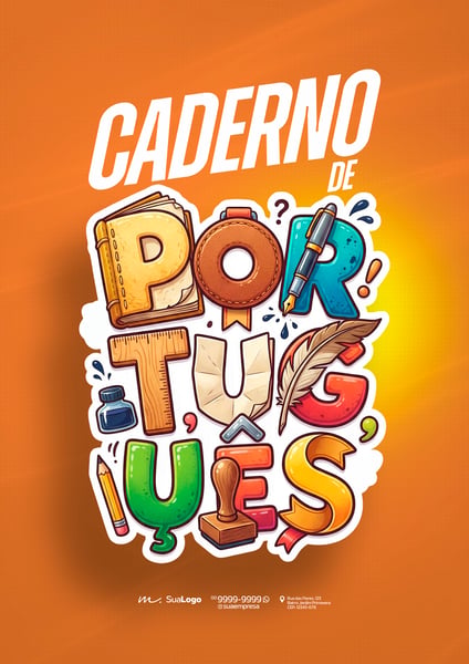 Capa de Caderno de Português Escolar Criativa A4 PSD Editável 3