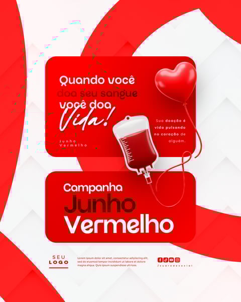 JUNHO VERMELHO CAMPANHA DE DOAÇÃO DE SANGUE CAMPANHA DE SAÚDE SOCIAL MEDIA FEED