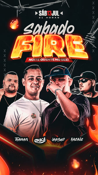 FLYER EVENTO FUNK SÁBADO FIRE PSD EDITÁVEL