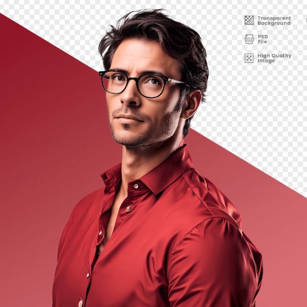 HOMEM COM CAMISA VERMELHA