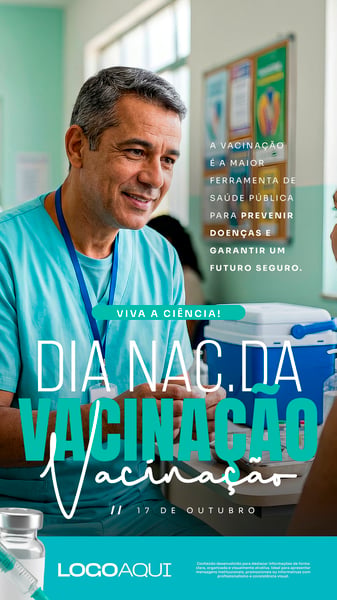 DIA NACIONAL DA VACINAÇÃO CAMPANHA SOCIAL MEDIA FLYER PSD EDITÁVEL STORY