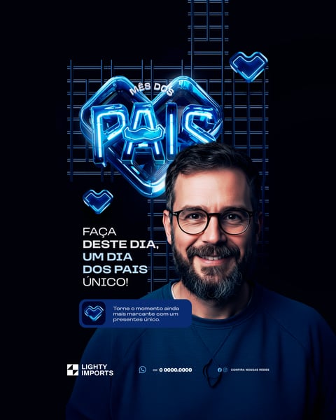 Mês dos Pais 10 de Agosto Campanha para Marca de Importação Social Media PSD Editável