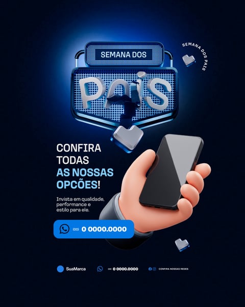 Semana dos Pais para Loja de Informática Whatsapp Social Media PSD Editável