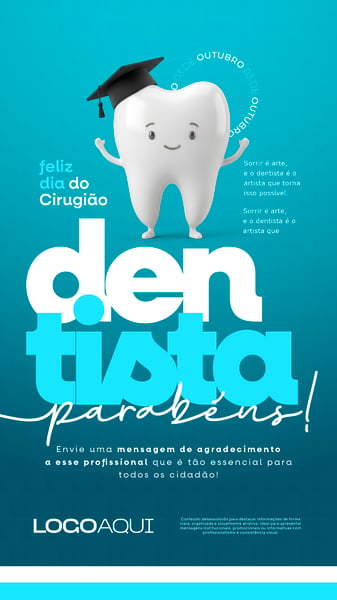 DIA DO CIRURGIÃO DENTISTA PERSONAGEM CARICATURA SOCIAL MEDIA FLYER PSD EDITÁVEL STORY