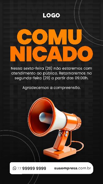 SOCIAL MEDIA PARA AVISOS E COMUNICADOS - LARANJA