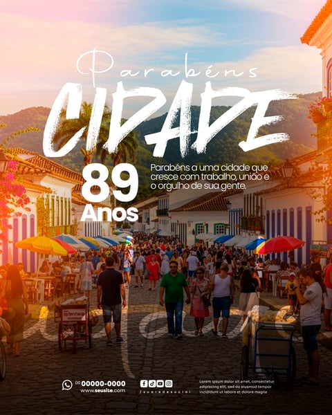 PARABÉNS CIDADE ANIVERSÁRIO SOCIAL MEDIA PSD EDITÁVEL 10