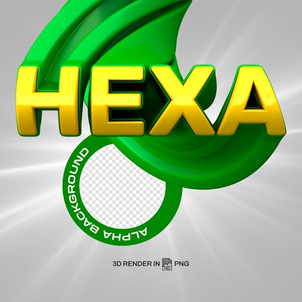 TÍTULO 3D RENDER HEXA BRASIL AMARELO E VERDE PSD EDITÁVEL