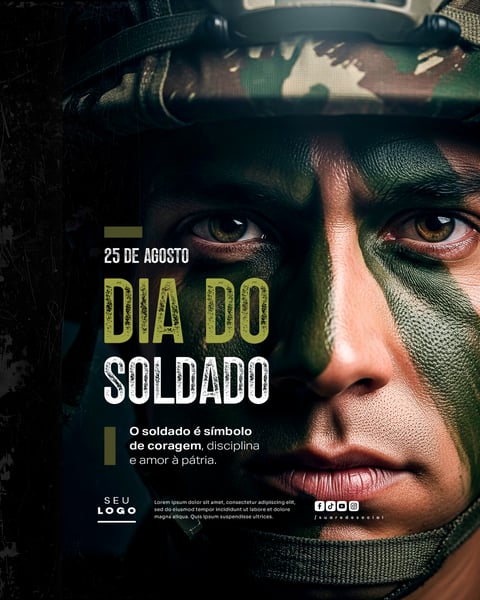 DIA DO SOLDADO 25 DE AGOSTO SOCIAL MEDIA PSD EDITÁVEL 1