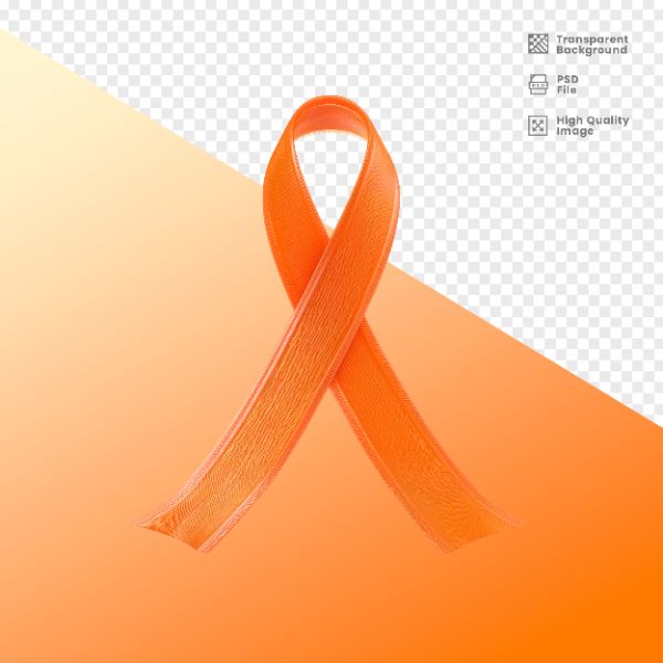 ELEMENTO 3D PARA COMPOSIÇÃO FITA LARANJA LUTA CONTRA O CÂNCER