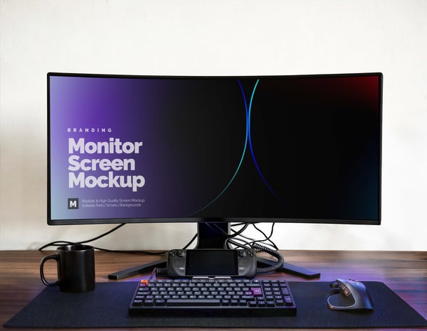 MONITOR EXTRA GRANDE PSD EDITÁVEL MOCKUP