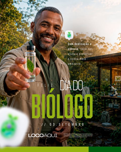 DIA DO BIÓLOGO NATUREZA E CIÊNCIA SOCIAL MEDIA FLYER PSD EDITÁVEL