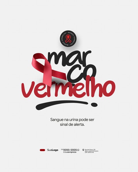MARÇO VERMELHO PREVENÇÃO CÂNCER RENAL SOCIAL MEDIA PSD EDITÁVEL 3