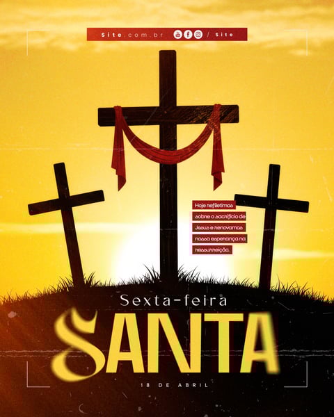 Sexta Feira Santa 18 de abril Páscoa Cristã data comemorativa social media editavel