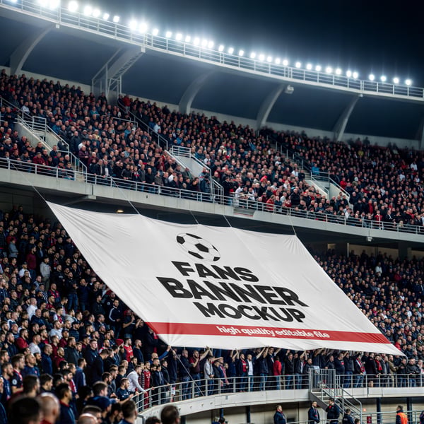 BANDEIRAÇO EM ESTÁDIO PSD EDITÁVEL MOCKUP