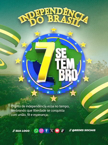 Dia da Independência do Brasil 07 de Setembro Redes Sociais Editável
