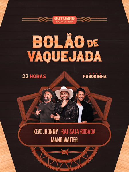FLYER BOLÃO DE VAQUEJADA 22 DE OUTUBRO FEED PSD EDITÁVEL