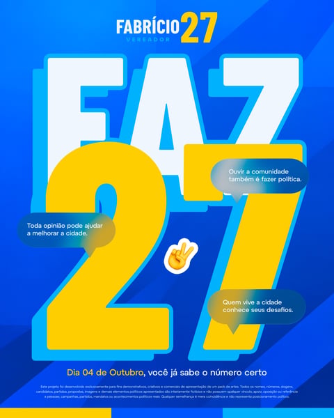 Cartaz De Campanha Eleitoral Para Vereador Nas Cores Azul E Amarelo Social Media PSD Editável