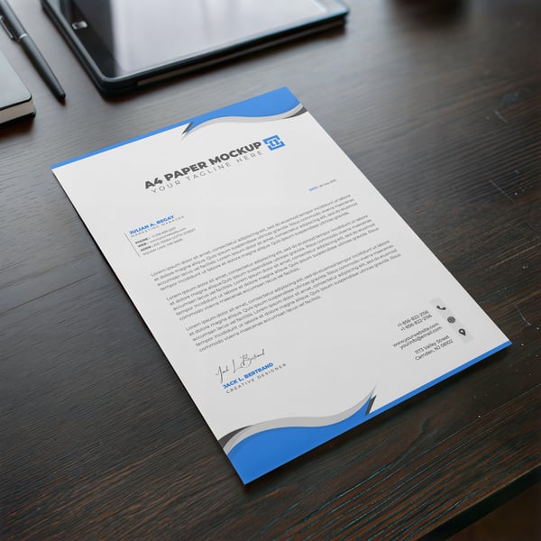 Folha A4 PSD EDITÁVEL MOCKUP