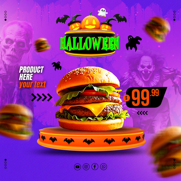 ENCARTE EDITÁVEL REDES SOCIAIS DIA DO HALLOWEEN