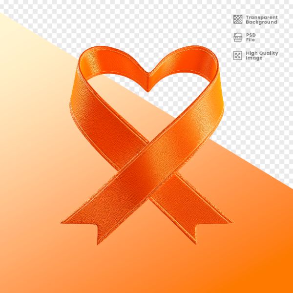 ELEMENTO 3D PARA COMPOSIÇÃO FITA LARANJA LUTA CONTRA O CÂNCER