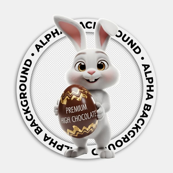 COELHINHO DA PÁSCOA BRANCO SEGURANDO UM OVO DE CHOCOLATE 03