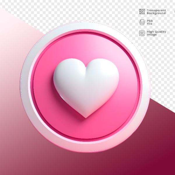 ELEMENTO PARA COMPOSIÇÃO CÍRCULO ROSA E CORAÇÃO BRANCO