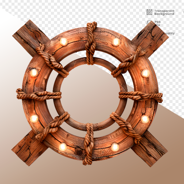 CÍRCULO DE MADEIRA COM LUZ - ELEMENTO 3D PARA COMPOSIÇÃO - WOOD