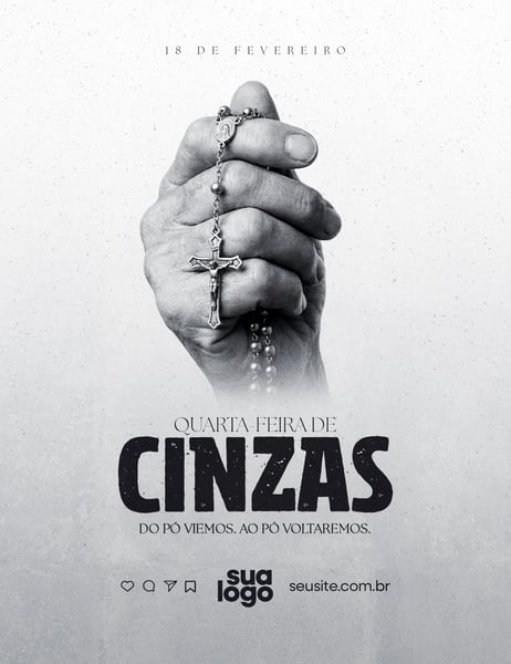 QUARTA FEIRA DE CINZAS POST SOCIAL MEDIA PSD EDITÁVEL 1