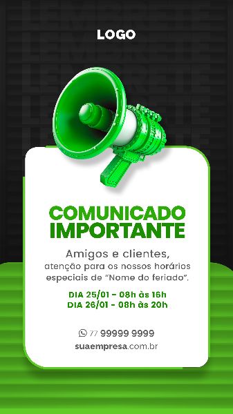 SOCIAL MEDIA PARA AVISOS E COMUNICADOS - VERDE